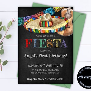 Inviti per festa di compleanno Fiesta messicana Invito stampabile festa di compleanno messicana Invito festa di compleanno Fiesta Compleanno Fiesta