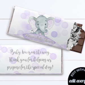 Elephant Baby Shower Candy Bar Wrapper Template Printable Candy Bar Wrapper Template Printable Chocolate Bar Wrapper Printable Candy Wrapper