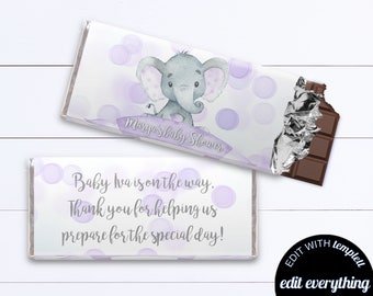Elephant Baby Shower Candy Bar Wrapper Template Printable Candy Bar Wrapper Template Printable Chocolate Bar Wrapper Printable Candy Wrapper