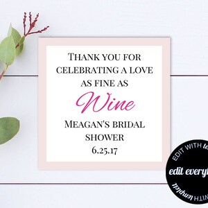 Printable Bridal Shower Favor Tags Template - Instant Download Bridal ...