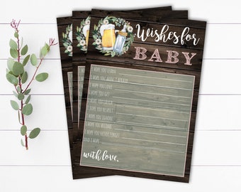 Deseos florales para tarjeta de bebé Baby Shower Deseos Deseos para juego de bebé Descarga instantánea Tarjeta de deseos de bebé BrewingBeer Deseos editables para bebé