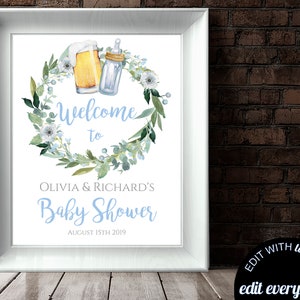 Floral Baby is Brewing Baby Shower Welcome Sign Editable Baby is Brewing Welcome Sign Printable Baby is Brewing Welcome Baby Shower Sign