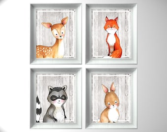 Woodland Nursery Art - Woodland Nursery Decor - Woodland Animals Nursery Wall Art - Woodland Art Nursery Prints - Forest Animals