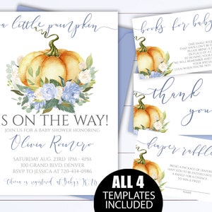 Little Pumpkin Baby Shower Invitation Template A Little Pumpkin Is On The Way Baby Shower Invitation Pumpkin Fall Baby Shower Invitations