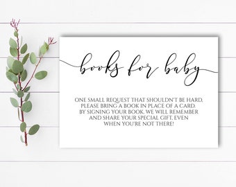 Simple Books for Baby Cards Baby Shower Books for Baby Book Request Card Bring a book Card Bring a book insert Book Instead of a Card