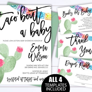 Bewerkbare Fiesta baby shower uitnodiging sjabloon Floral Taco Bout een baby shower uitnodiging sjabloon Taco Bout een Baby Fiesta uitnodiging