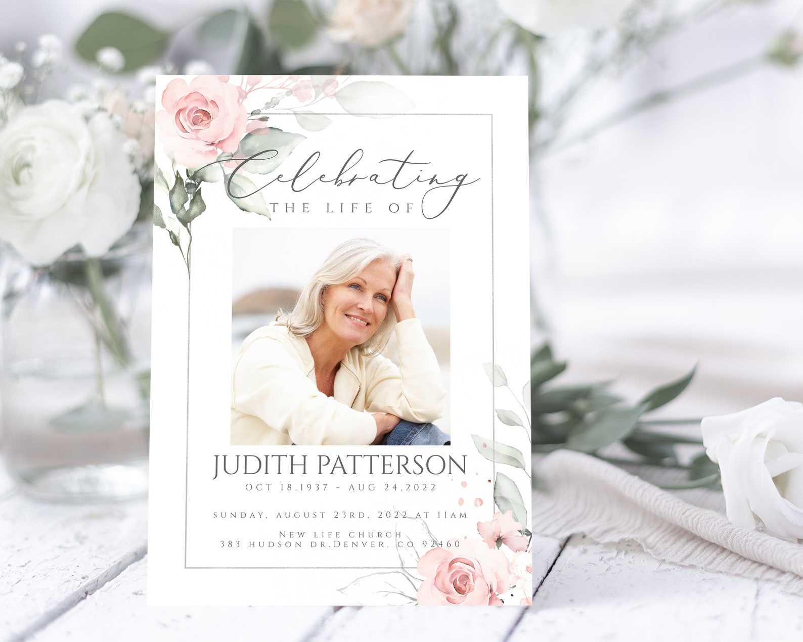 Editable Celebration of Life Invitation Template Floral Etsy
