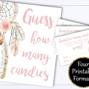Dreamcatcher Candy Guessing Game Guess How Many Baby Shower Games Candy Guess Game How Many Candies Baby Shower Activity Shower Guess Game