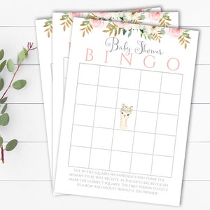 Pink Llama Baby Shower Bingo Game Baby Bingo Game Llama Baby Shower Bingo Cards Baby Bingo Game Printable Baby Shower Bingo Printable