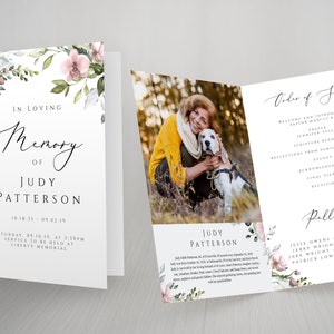 Orchid Funeral Program Template Blush Floral Funeral Program Template Editable Funeral Program In Loving Memory Funeral Program FT07