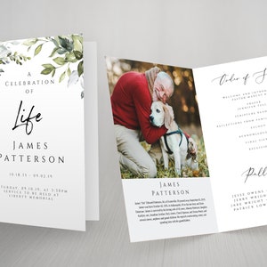 Greenery Funeral Program Template Eucalyptus Funeral Program Template Editable Funeral Program Celebration of Life Funeral Program FT02