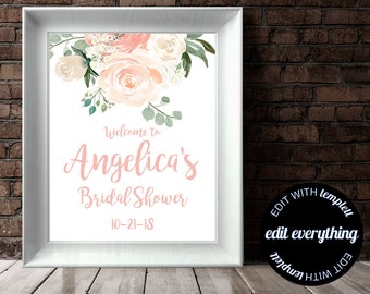 Floral Bridal Shower welcome Sign - Bridal Shower Welcome Sign - Floral Bridal Shower Decor - Bridal Welcome Sign - Printable Welcome Sign