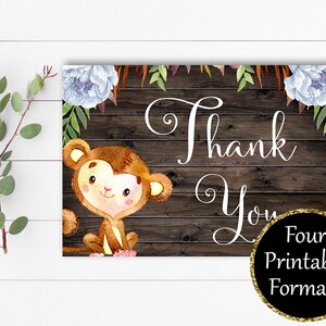 Monkey Thank You Card Thank You Template Printable Thank You Boy Baby ...