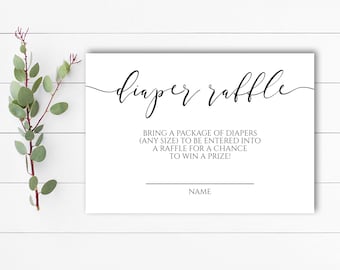 Simple Diaper Raffle Ticket Baby Shower Games Diaper Raffle Card Modern Baby Shower Diaper Raffle Template Instant Download Diaper Raffle