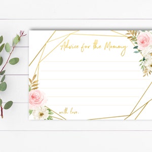 Geometric Words of Wisdom Baby Shower cards Words of Wisdom Cards Floral Advice For Mom Cards Printable Words of Wisdom Baby Shower Cards