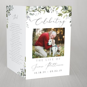 Greenery Funeral Program Template Eucalyptus Funeral Program Template Editable Funeral Program Celebration of Life Funeral Program FT02