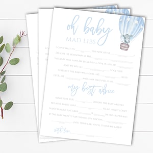 Editable Elephant Mad libs Baby Shower Game Baby Shower Mad Libs Game Instant Download Baby Mad Libs Printable Baby Shower Activity