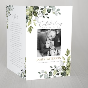Greenery Funeral Program Template Eucalyptus Funeral Program Template Editable Funeral Program Celebration of Life Funeral Program FT02