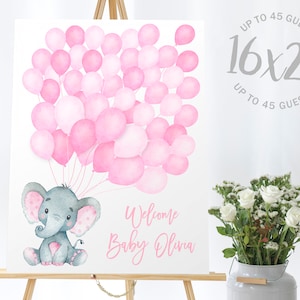 Elephant Baby Shower Balloon Guestbook Sign in Balloon Guestbook Alternative Balloon Baby Shower Signature Guestbook Elephant Guestbook Sign