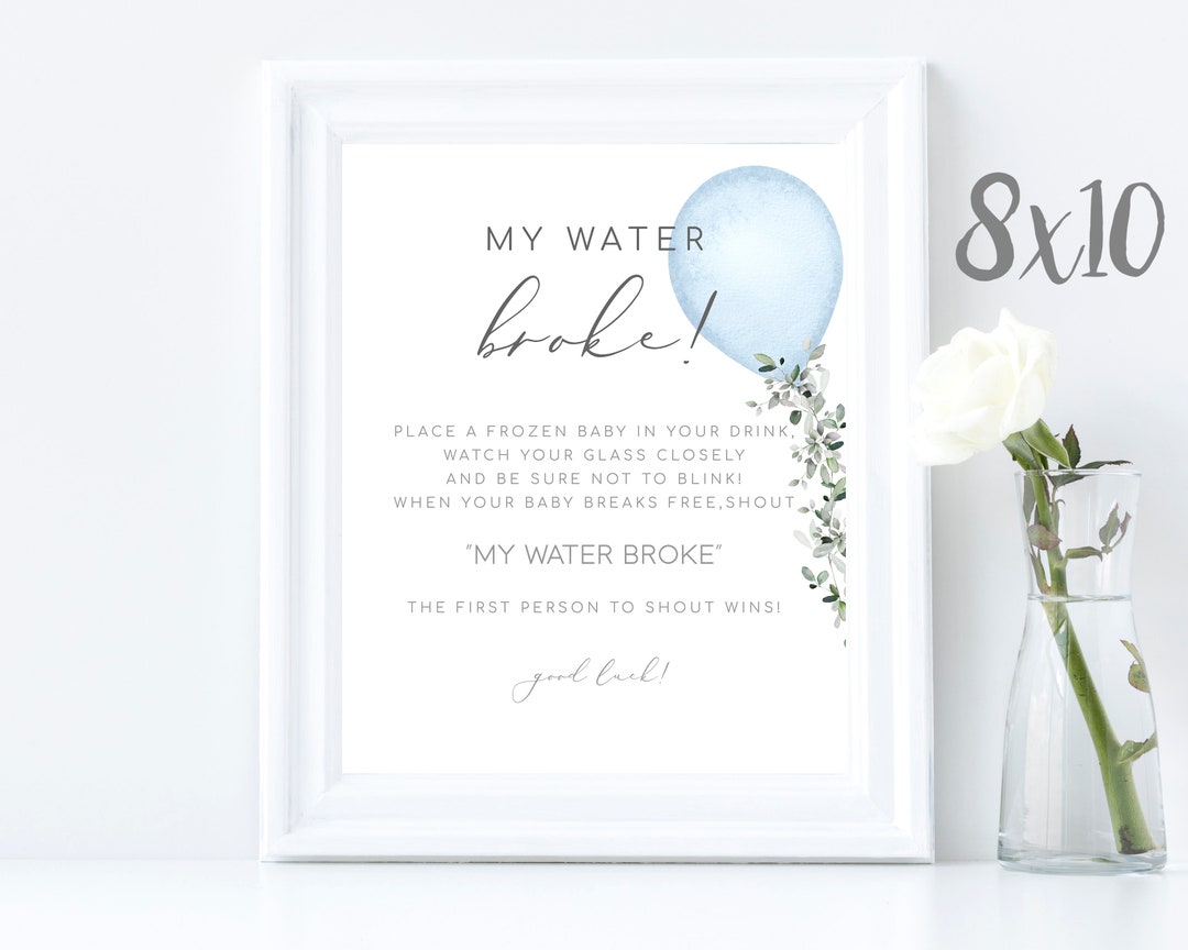 My Water Broke Baby Shower Game Balloon and Greenery Baby Shower Game