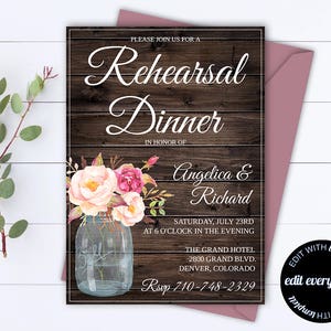 Rustic Wedding Rehearsal Dinner Invitation Template Wedding Rehearsal Invitation Wedding Rehearsal Invite Printable Rehearsal Template