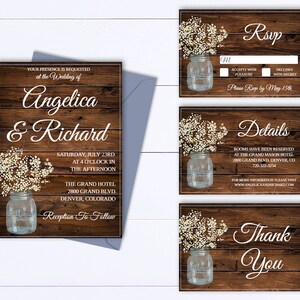 Rustic Wedding Invitation Template Country Wedding Template Instant Download Printable ...