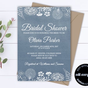 Rustic Bridal Shower Invitation - Country Bridal Shower Invite - Printable Invitation - Rustic wedding shower invite - Instant Download