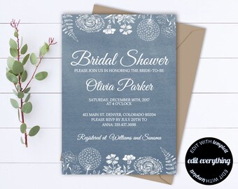 Rustic Bridal Shower Invitation - Country Bridal Shower Invite - Printable Invitation - Rustic wedding shower invite - Instant Download