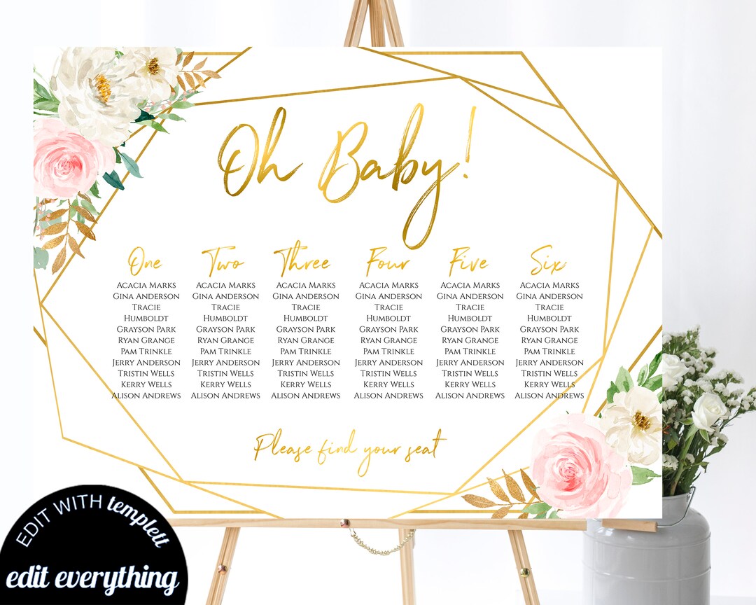 Geometric Baby Shower Seating Chart Printable Seating Chart Baby Shower
