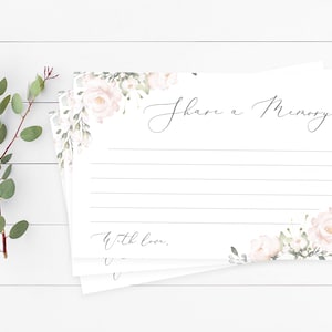 Blush Floral Compartir una tarjeta de memoria Blush Floral Tarjetas de memoria favoritas Floral Tarjeta de memoria funeraria Blush Floral Memory Memoria imprimible FT05