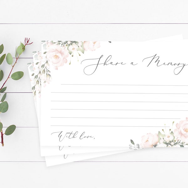 Blush Floral Partager une carte mémoire Blush Floral Cartes mémoire préférées Floral Carte mémoire funéraire Blush Floral Memory Mémoire imprimable FT05