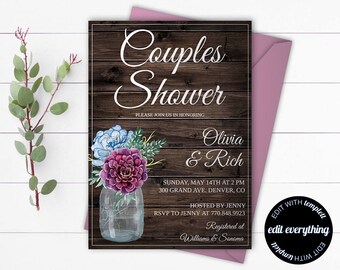 Rustic Couples Shower Invitation Template - Couples Shower Invite - Instant Download Couples Shower Invitation - Rustic Wedding Shower