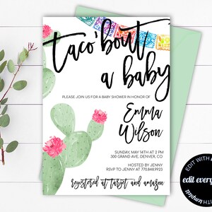 Bewerkbare Fiesta baby shower uitnodiging sjabloon Floral Taco Bout een baby shower uitnodiging sjabloon Taco Bout een Baby Fiesta uitnodiging