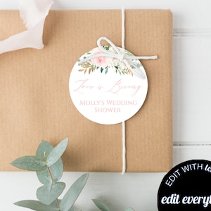 Pink Floral Bridal Shower Gift Tags Floral Bridal Shower Favor Tags Pink Floral Bridal Shower Tags Printable Bridal Shower Favor Tags