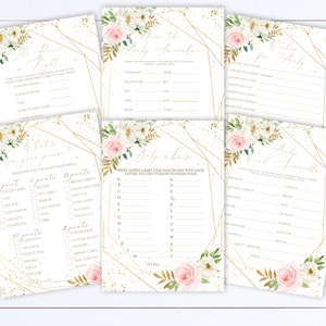 Editable Pink Floral Baby Shower Games Printable Baby Shower Games Package Baby Shower Activity Printable Baby Shower Bingo Baby Shower