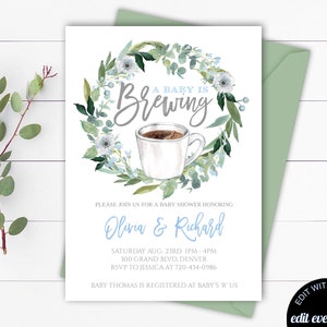 A Baby is Brewing Invitation Coffee Baby Shower Invitation Template Coffee Baby Shower Invite A Baby is Brewing Baby Shower Invitation