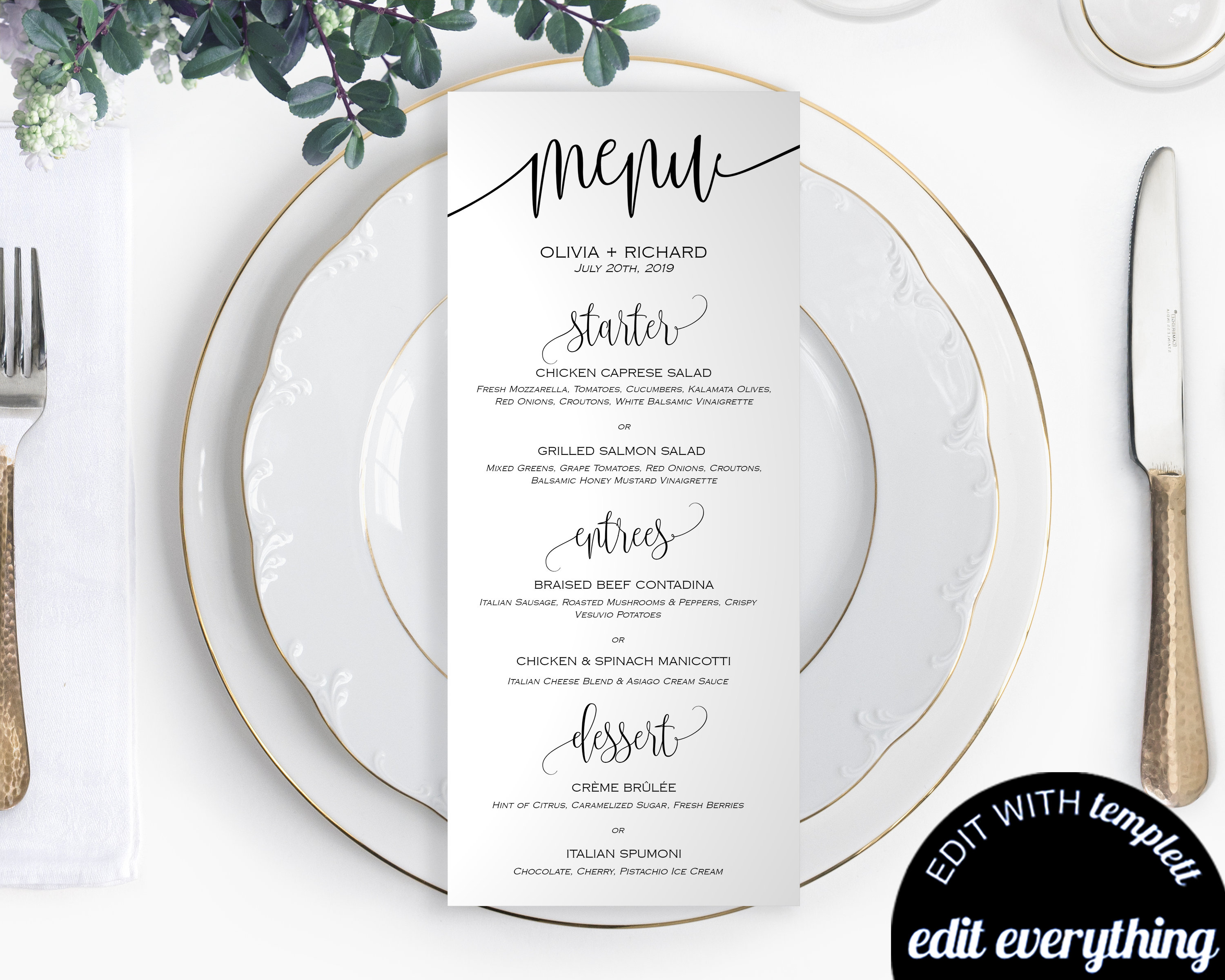 Wedding Menu Cards