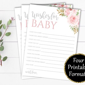 Deseos florales para tarjeta de bebé Deseos florales de baby shower Deseos para juego de bebé Descarga instantánea Tarjeta de deseos de bebé Deseos para juego de baby shower