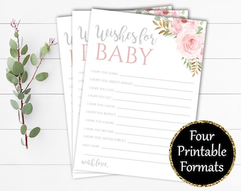 Kwiatowe życzenia dla dziecka Karta Kwiatowe życzenia na baby shower Życzenia dla dziecka Gra do pobrania natychmiast Karta życzeń dla dziecka Życzenia dla dziecka Gra na baby shower