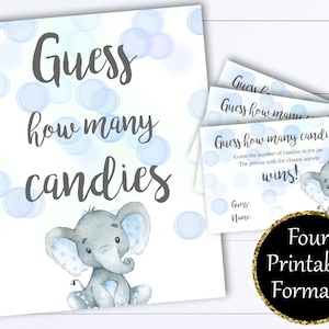Elephant Candy Guessing Game Guess How Many Baby Shower Games Candy Guess Game How Many Candies Baby Shower Activity Shower Guess Game