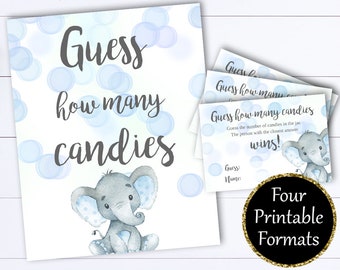 Elephant Candy Guessing Game Guess How Many Baby Shower Games Candy Guess Game How Many Candies Baby Shower Activity Shower Guess Game