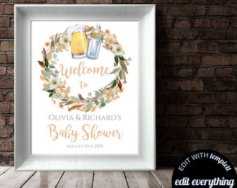 Fall Baby is Brewing Baby Shower Welcome Sign Editable Baby is Brewing Welcome Sign Printable Baby is Brewing Welcome Baby Shower Sign