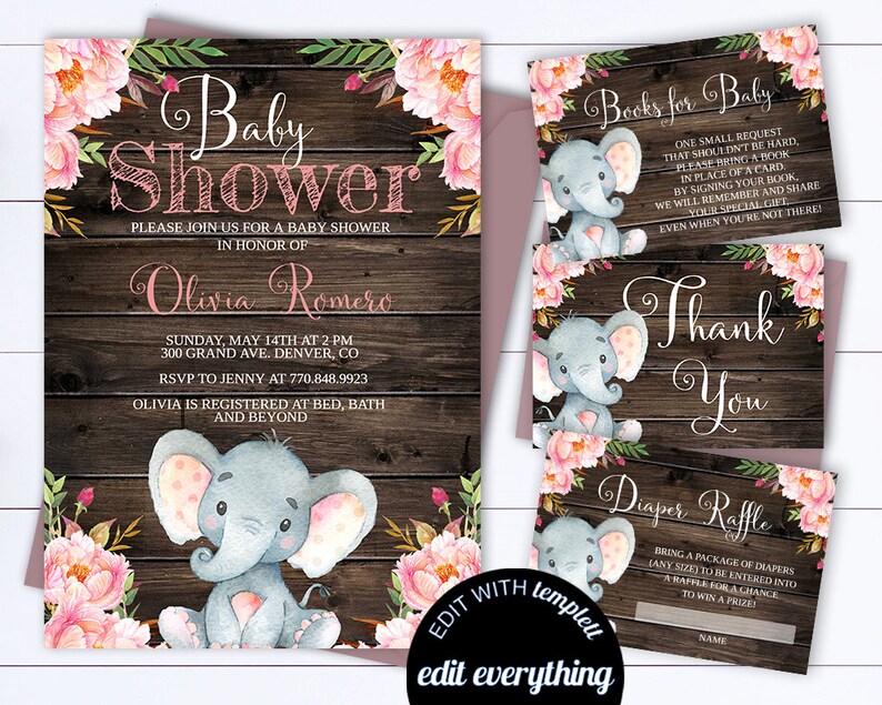 Floral Baby Shower Invitation Template Girl Baby Shower Invite Etsy Floral Baby Shower Invitation Template Girl Baby Shower Invite Etsy