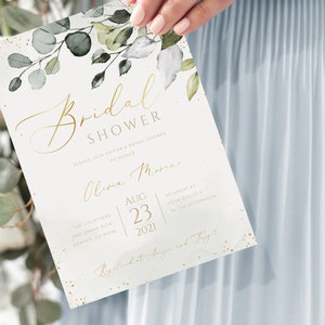 Editable Greenery Bridal Shower Invitation Template Eucalyptus Bridal Invitation Greenery Wedding Shower Invite Modern Bridal Shower Invite