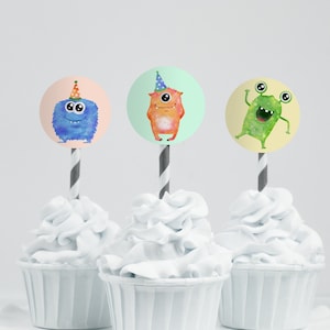 Monster Birthday Cupcake Topper Template Editable Monster Cupcake Topper Template Printable Monsters Cupcake Topper Monsters Cupcake Topper