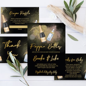 Bottiglie Poppin' Invito Baby Shower per coppie Bottiglie Poppin Invito Baby Shower Co-ed Bottiglie Poppin Invito Baby Shower Modello BB12