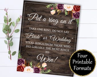 Put A Ring On It Bridal Shower Games Dont Say Bride Ring Game Dont Say Wedding Ring Game Ring On It Game Don't say Bride Game