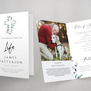 Eucalyptus Funeral Program Template Greenery Funeral Program Template Editable Funeral Program Celebration of Life Funeral Program Template