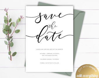 Save the Date Template Save the Date imprimable Save the Date Simple Save the Date Cards Black and White Save the Date Wedding Faire-part
