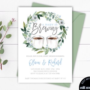 A Baby is Brewing Invitation Coffee Baby Shower Invitation Template Coffee Baby Shower Invite A Baby is Brewing Baby Shower Invitation